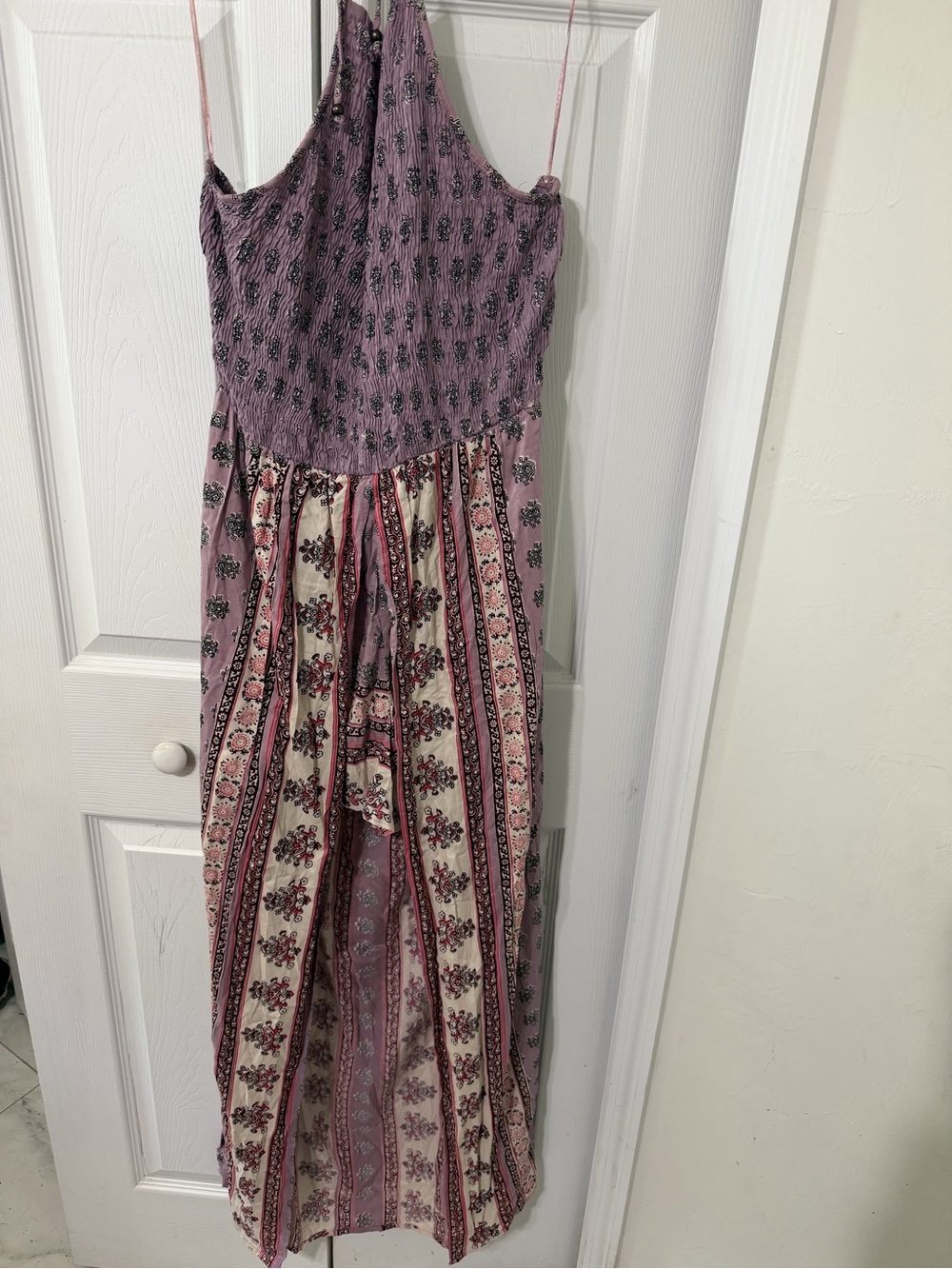 miami Lavender & Cream Boho Print Maxi Jumpsuit